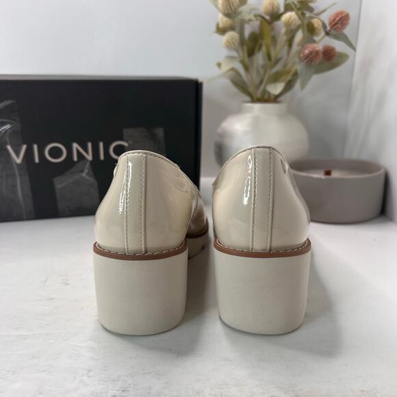 Vionic Willa Wedge Patent Leather Slip-on Loafer Cream Women's 7M NWB - Picture 4 of 11